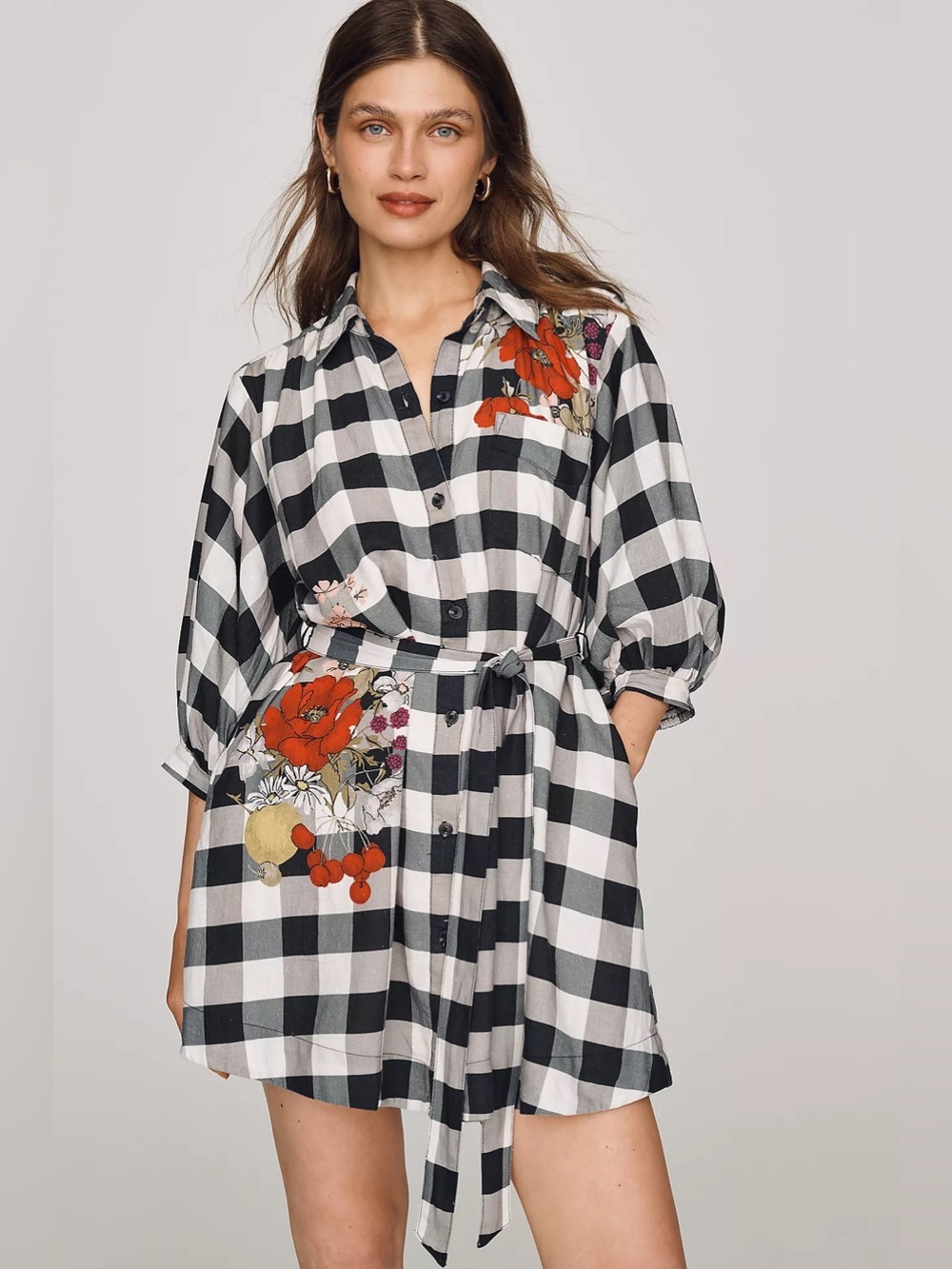 Anthropologie NWT Maeve Mona Linen Blend Mini Shirtdress